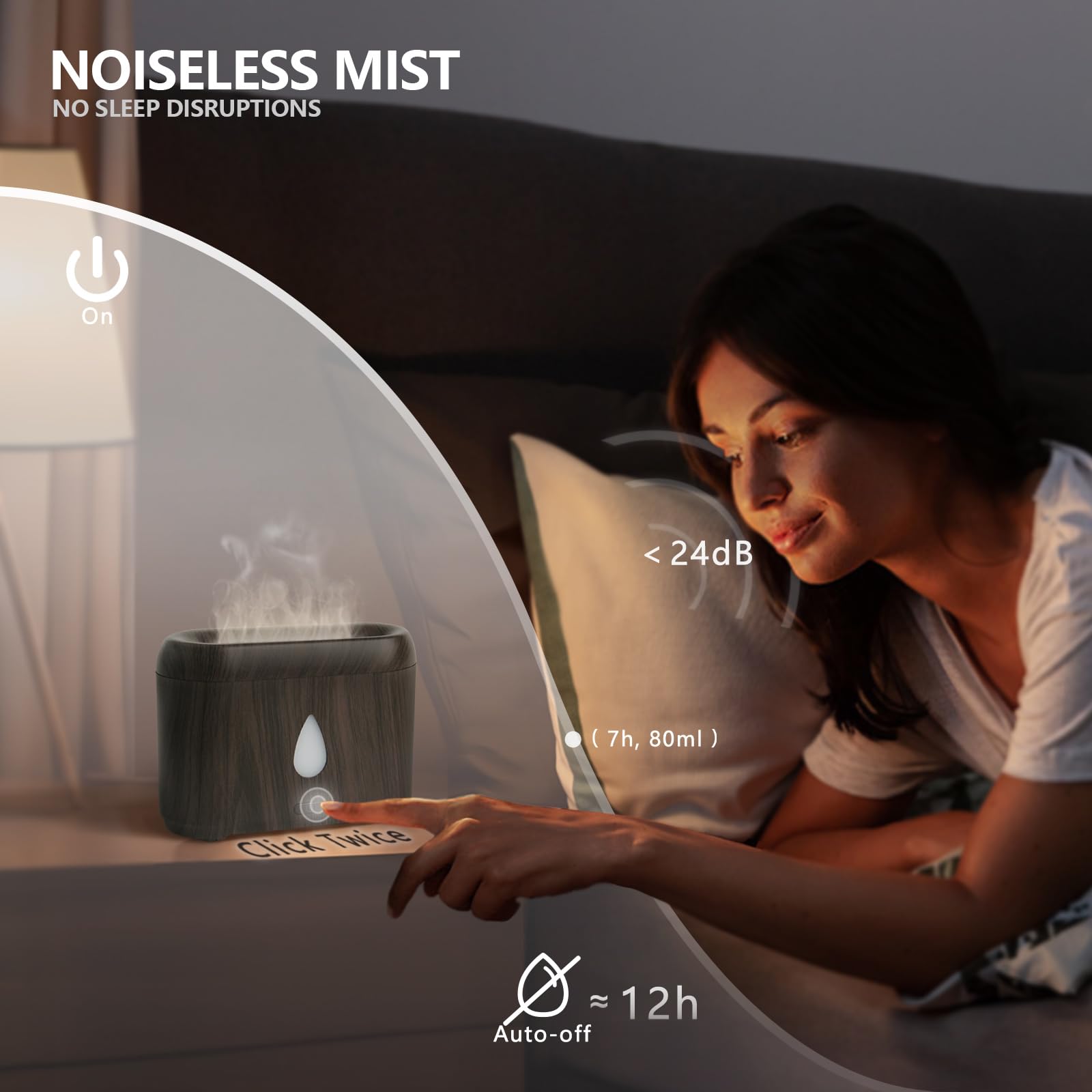 Diffusore di fiamma per oli essenziali, 200 ml, diffusore di aromi a ultrasuoni con nebbia fredda, diffusore per aromaterapia con protezione auto-spegnimento, piccolo umidificatore per casa, ufficio