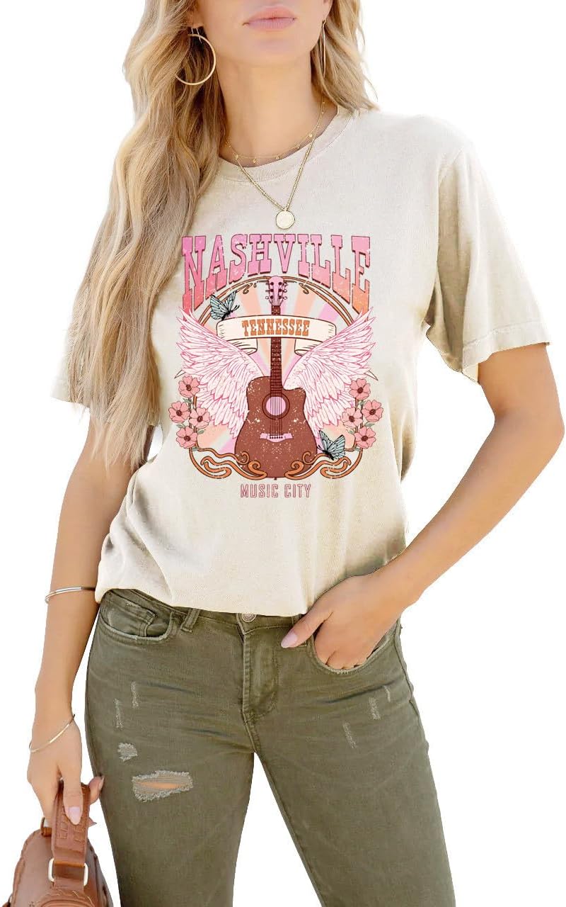 Rock Band T-Shirts for Women Vintage Rock and Roll Country Music Shirt Funny Concert Outfit Short Sleeve Vacation Tops - Image 2