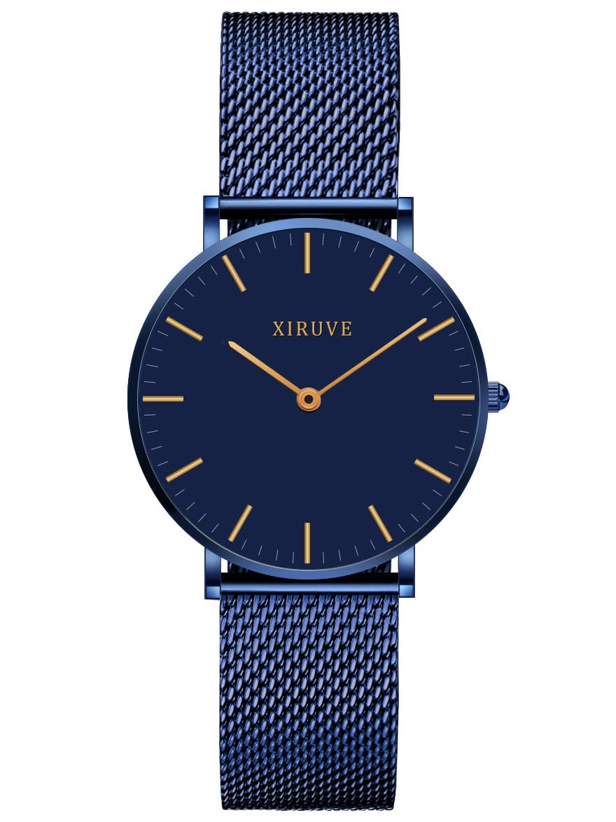 Ultra Delgado 6.5mm Tranquilo Minimalista Reloj de Pulsera Cuarzo Analógico para Mujer Impermeable Correa de Malla Acero Inoxidable