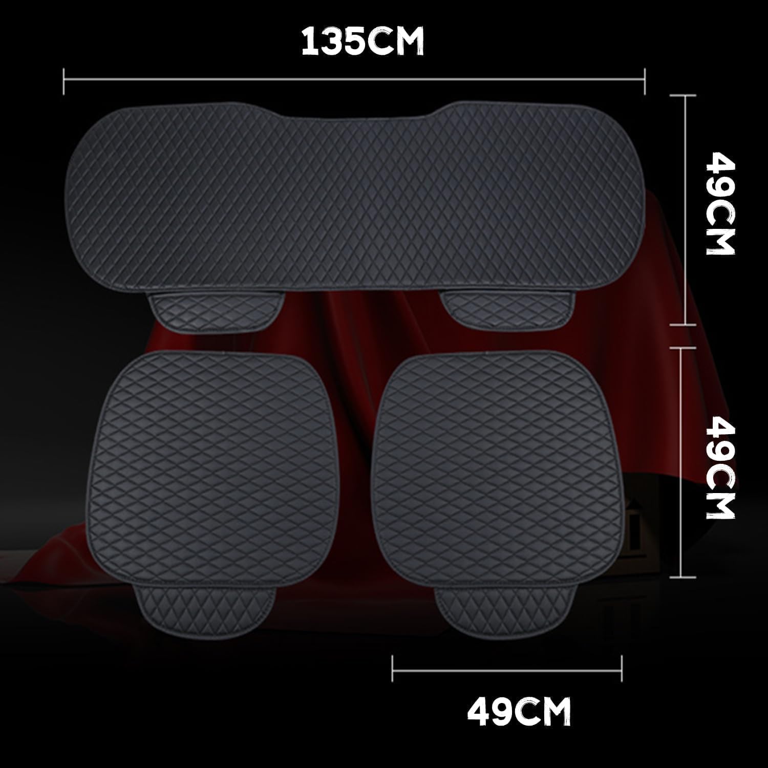 Cuscino Sedile Auto per Hyundai Staria, Cuscini di Protezione per sedili Auto PU Pelle Impermeabile Copri Sedile Tappetino Cuscino,Red/D