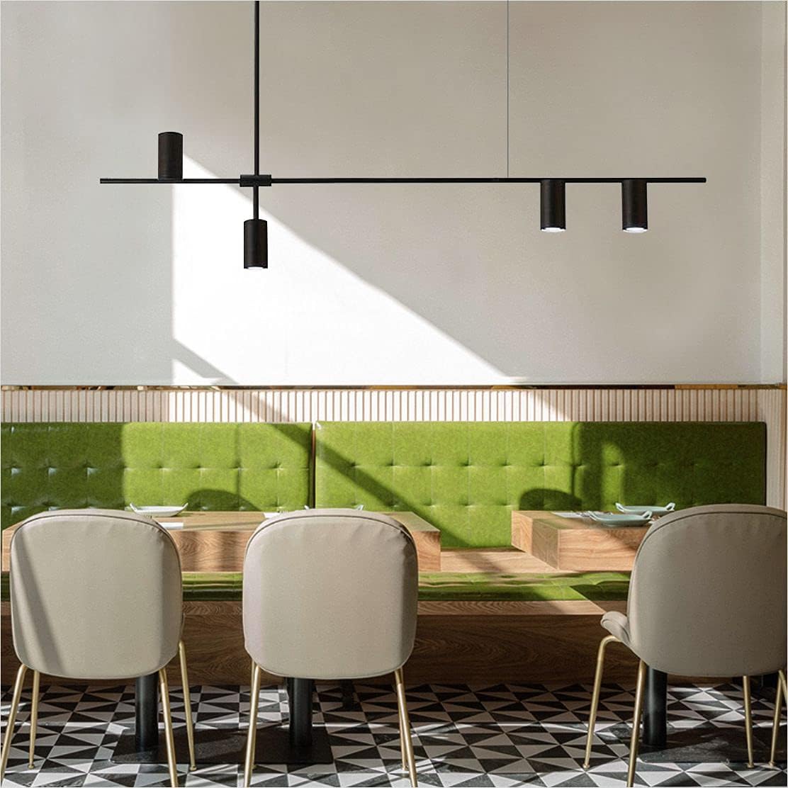 🔥 Hоt Dеаlѕ BOKT Nordic Minimalist 4-Light Pendant Light Adjustable Modern Linear Kitchen Island Lighting Black Ceiling Spotlight Fixture for Dinning Room Living Room （Include Bulb）