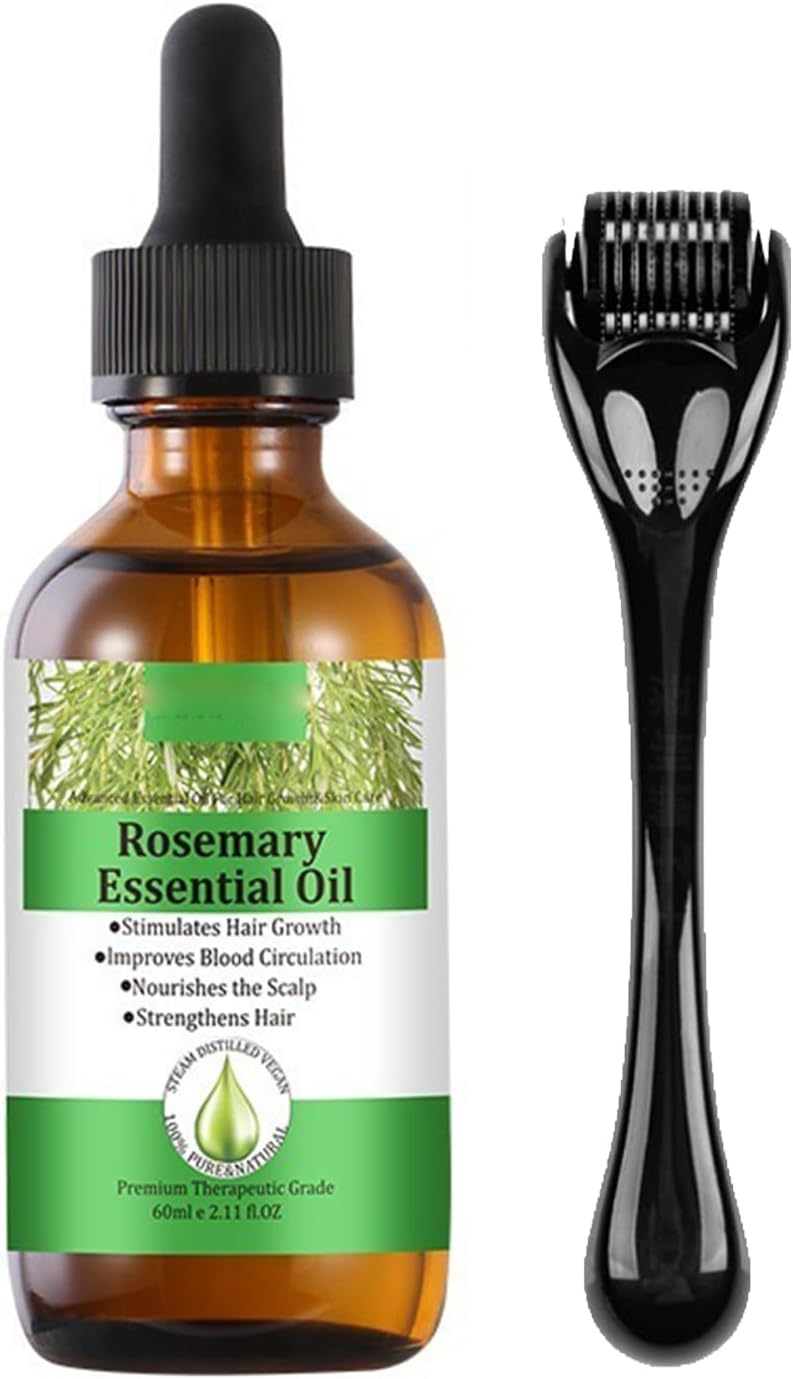 Okaywork Rosemary Oil for Hair + 0.5mm for Hair Rosemary Oil with Scalp Massage Brush and Growth Rosemary Oil for Hair Growth for Dry, Damaged Hair, Eyebrow and Eyelash Growth