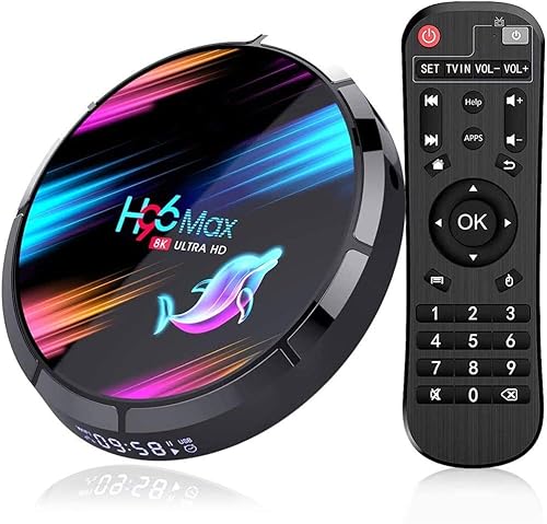 LIROM Android 9.0 TV Box, Amlogic S905X3 64-bit Quad Core Cortex A55 CPU Dual Band WiFi 2.4Ghz+5Ghz Bluetooth 4.0 3D 8K Ultra HD H.265 Ethernet 100/1000M Decodificador,4gb+128gb