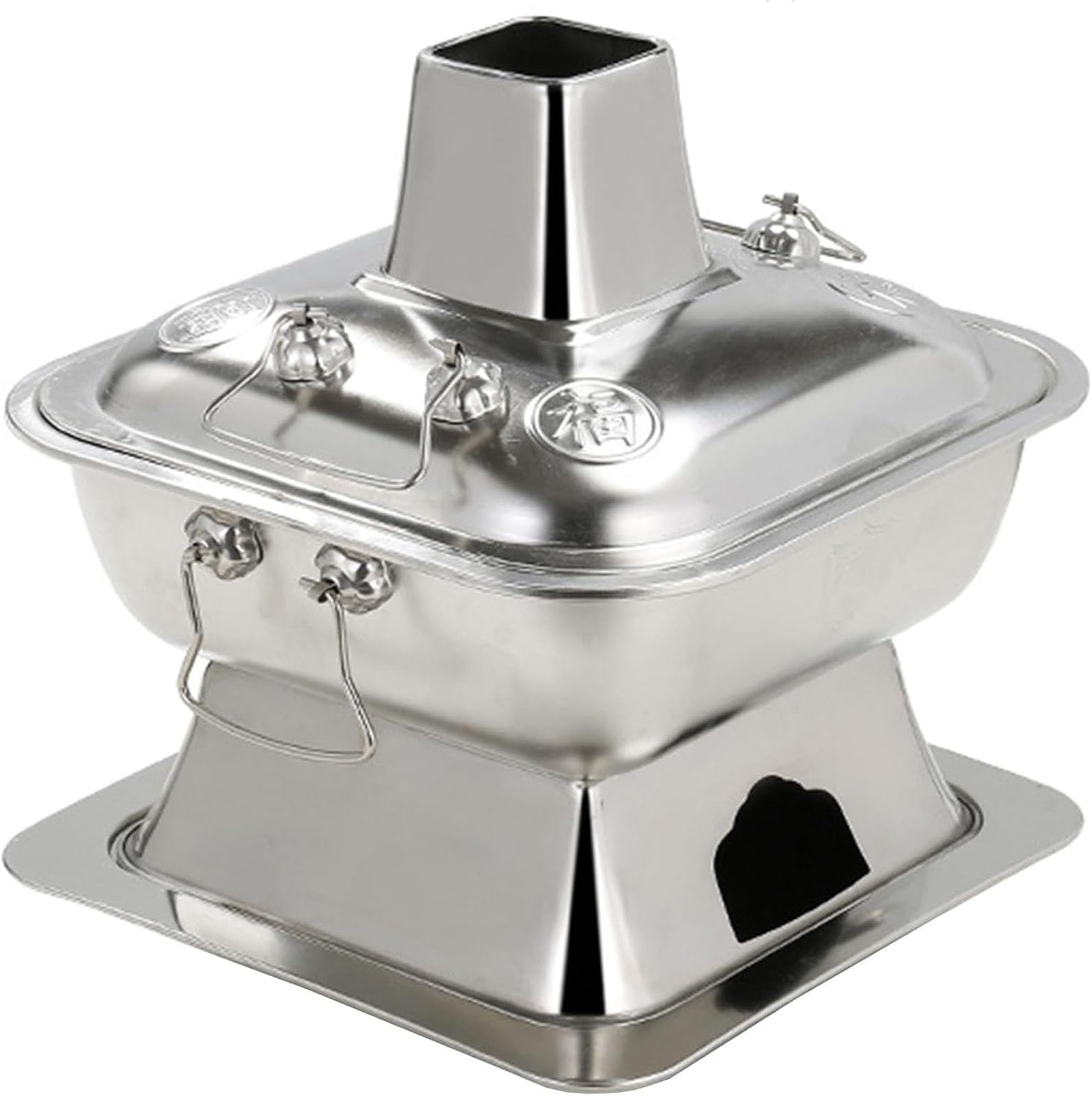Gorący kociołek węglowy miedziany, Shabu Hot Pot z pokrywką, Stary pekiński garnek do gotowania,Silver,34cm/13.4in