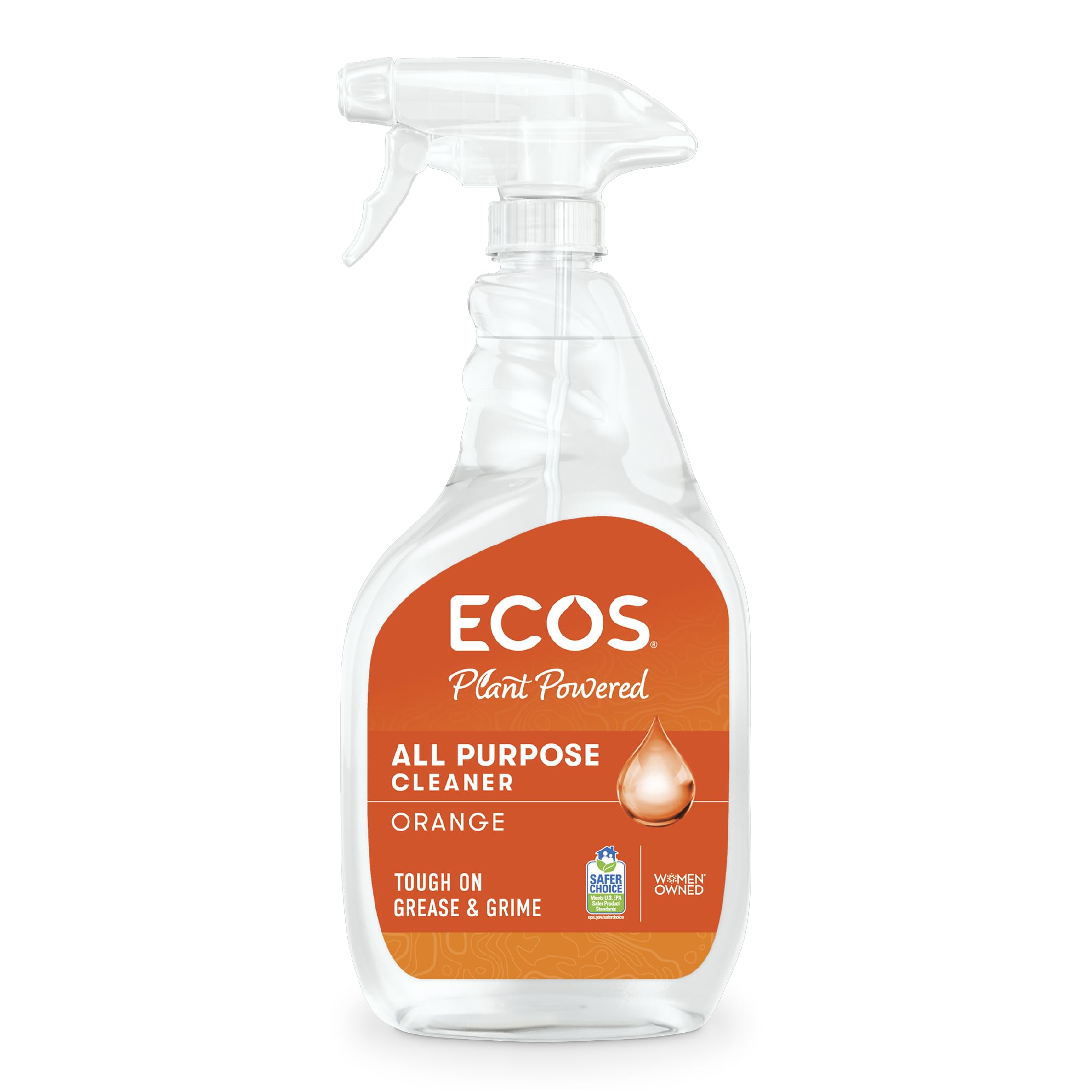 ECOS All Purpose Cleaner – Plant-Powered Multi Purpose Bathroom & Kitchen Spray, Surface Cleaner for Grease, Grime & Dirt, Vegan, No Nasties Multi-Surface Formula, Orange 650ml