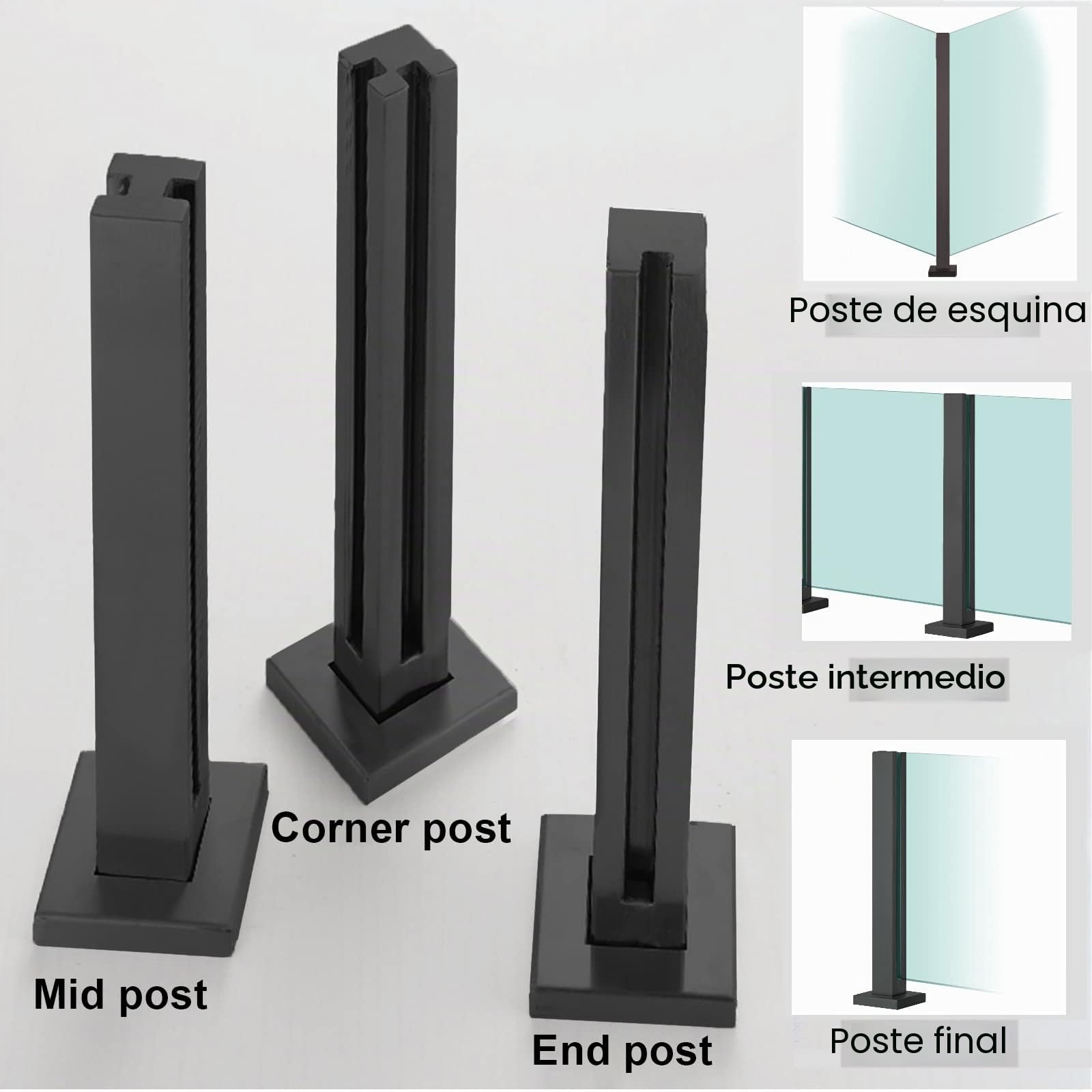 Glass Balustrade Post Clamp, Terrace Balcony Deck Glass Panel Post, 60/70/80/90/100/110/120/130 cm Tall Baluster Column Kit, 304 Stainless Steel Fence Support System ( Color : Mid Post , Size : Height
