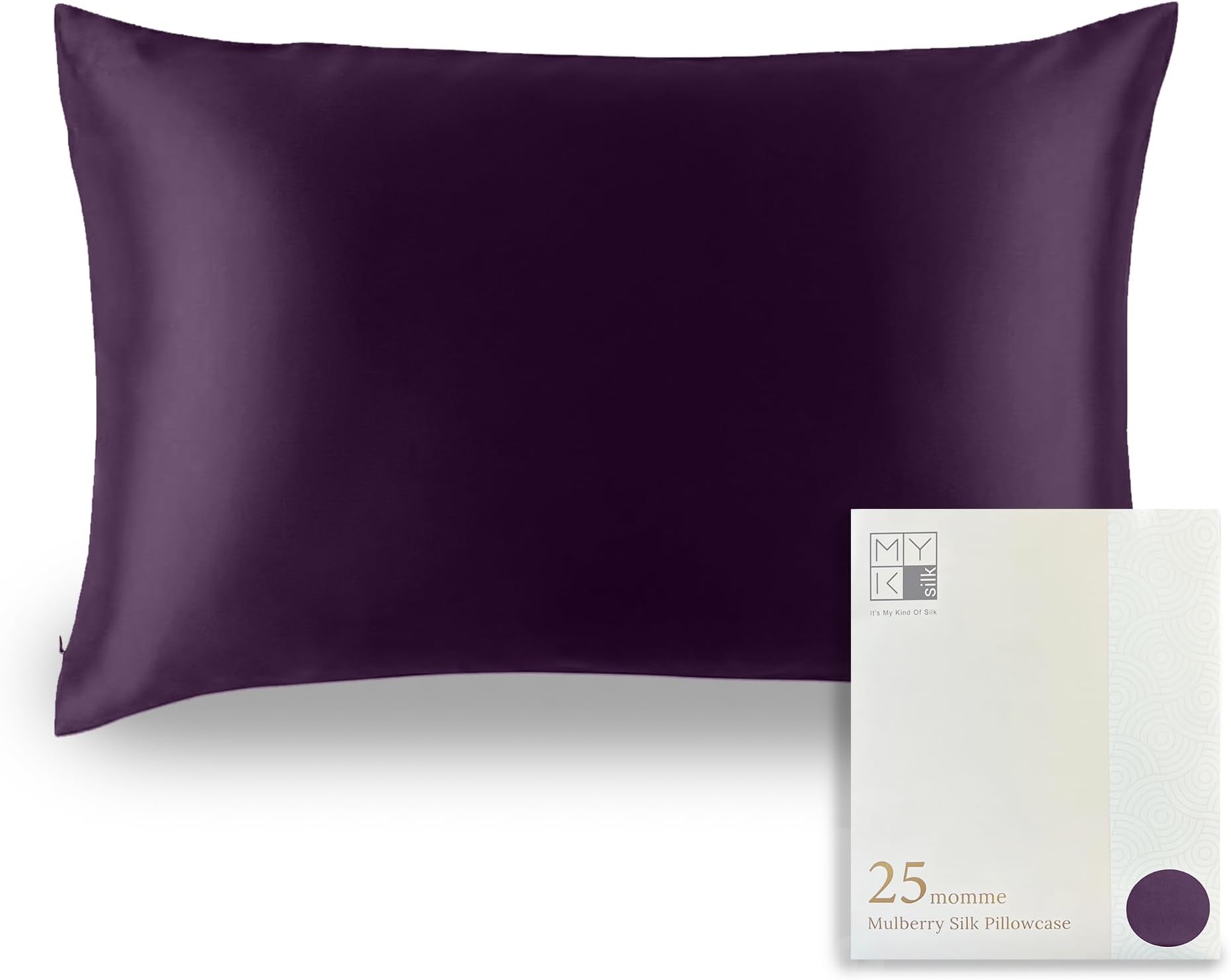 MYK Silk - Luxury 100% Pure Natural(Mulberry) Silk Pillowcase 25 Momme Both Side for Hair&Facial(Deep Envelope Closure Design),King Size(20"x36"),Burgundy,1pc…