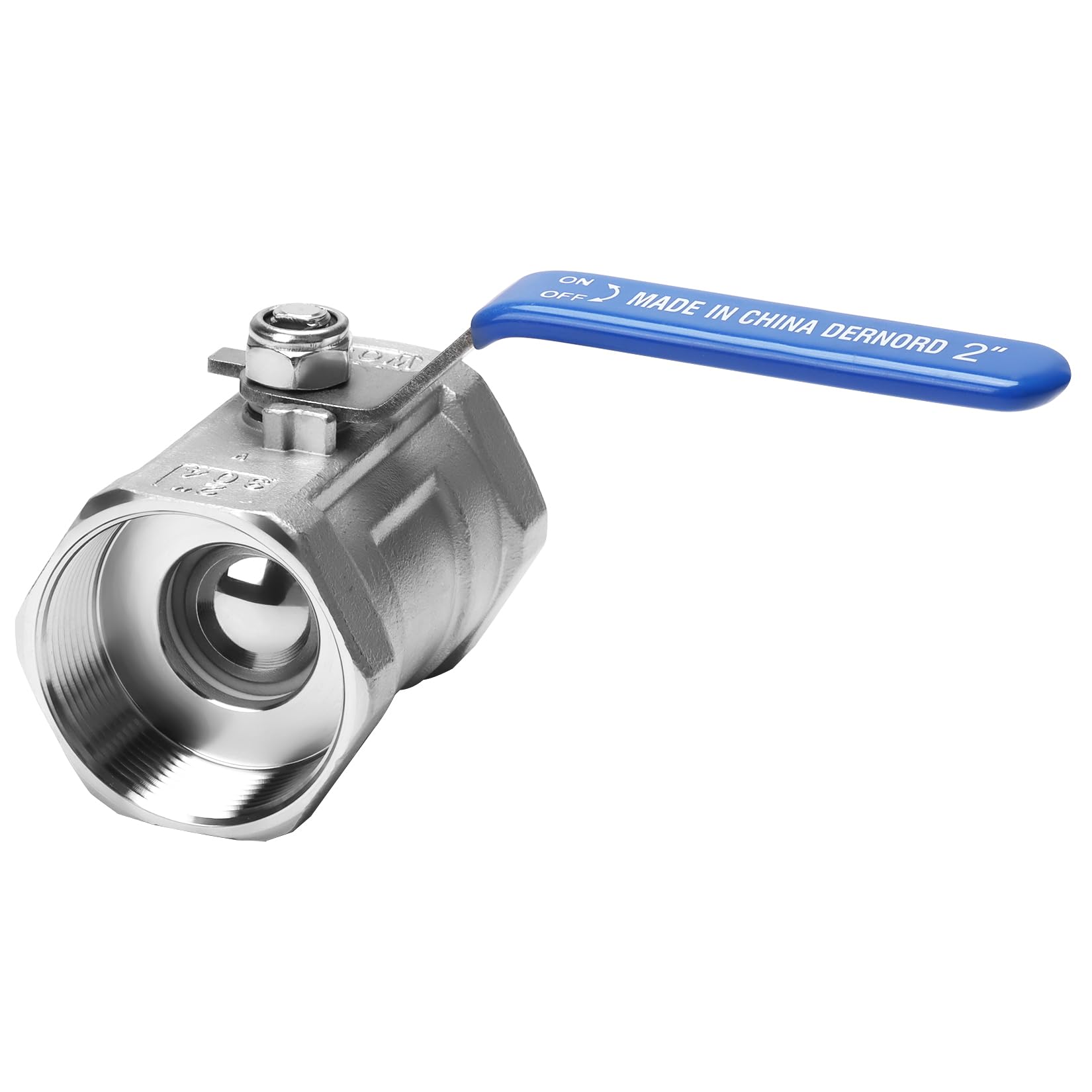 DERNORD Válvula de bola de acero inoxidable, 1 pieza tipo NPT de 2 pulgadas, puerto estándar para agua, aceite y gas (válvula de bola de 2 pulgadas)
