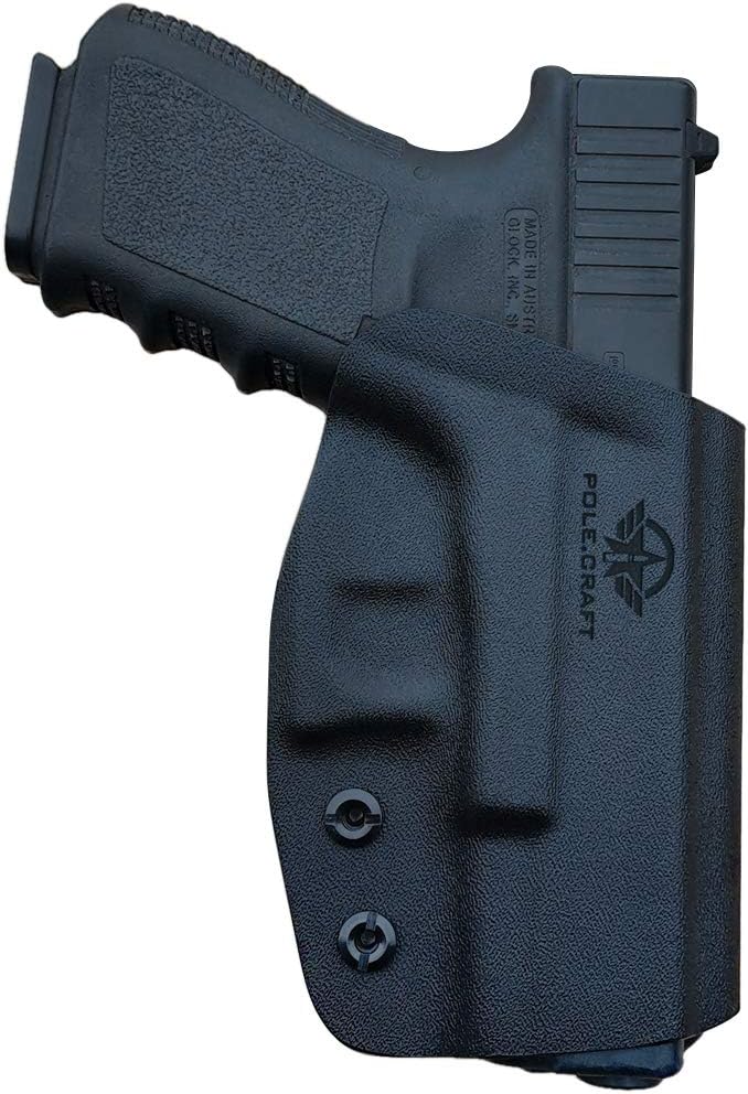 OWB Kydex Holster Fit: Glock 17 19 19x 44 45 26 (Gen 1-5) / Glock 22 23 25 27 31 32 33 30s (Gen 3-4) - Outside Waistband Carry 1.5-2 Inch Belt Clip - Adj. Width Height Retention Cant, Entrance Widened