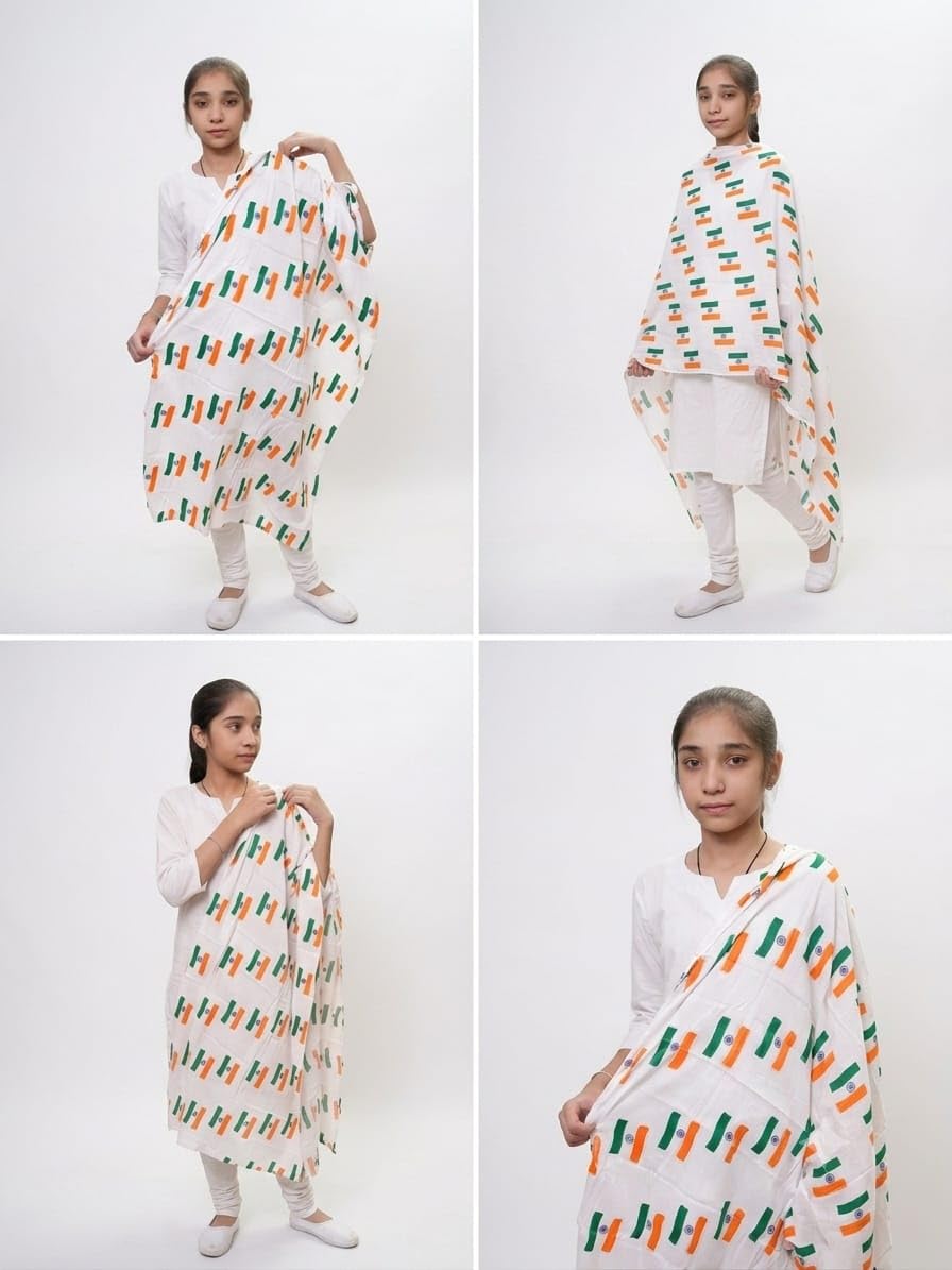 Trisav Tricolor theme Dupattas for girls and ladies,specially for independence day or Republic day. different designs available-picture-21