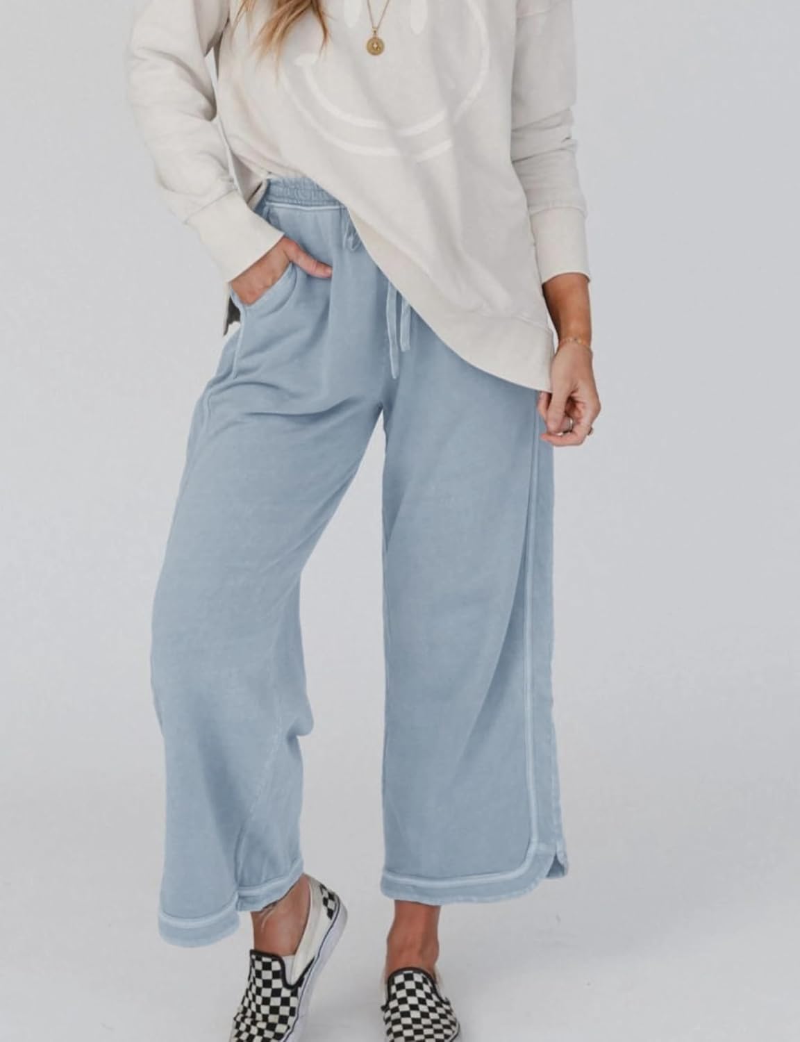 Women's Casual Wide Leg Pants High Waist Drawstring Sweatpants Baggy Athletic Trousers with Pockets - Image 2