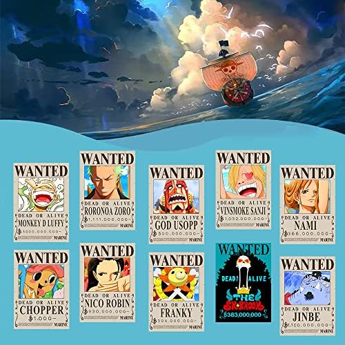 TYZZHOA 15in×11in Anime [OP] Wanted Bounty Posters, New Edition, 10 Straw Hat Pirates Crew Zoro, Sanji, Luffy, a Set of 11PCS — view 4