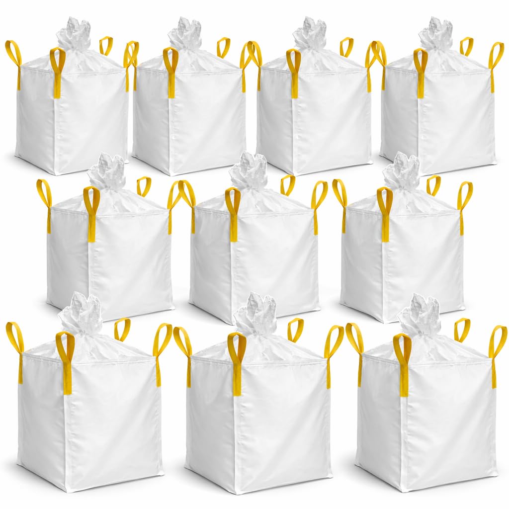 TAMS Big Bag con 4 passanti di sollevamento, grembiule rivestito 90 x 90 x 110 cm, contenitore per merci sfuse 1000/1250 kg (10 pezzi, 1250 kg)