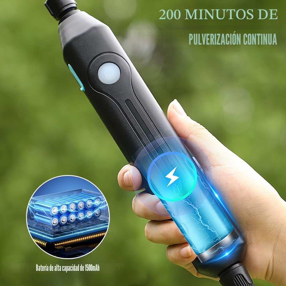 Pulverizador eléctrico de 5 l/8 l para jardín, con 3 boquillas ajustables, recargable por USB y mango telescópico, pulverizador a presión para riego deshierbe patio (5 L-verde)