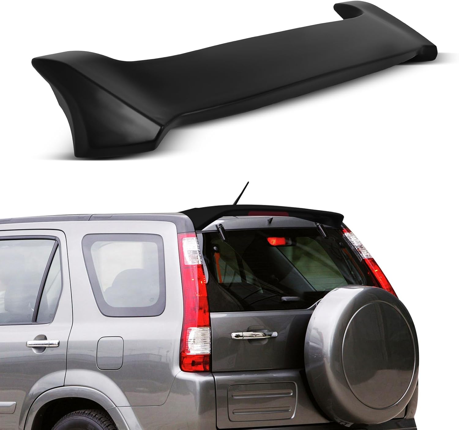 SCITOO Roof Spoiler Fits for 2002-2006 for Honda CR-V Matte Black Rear Roof Window Spoiler Wing with 3rd Brake Light