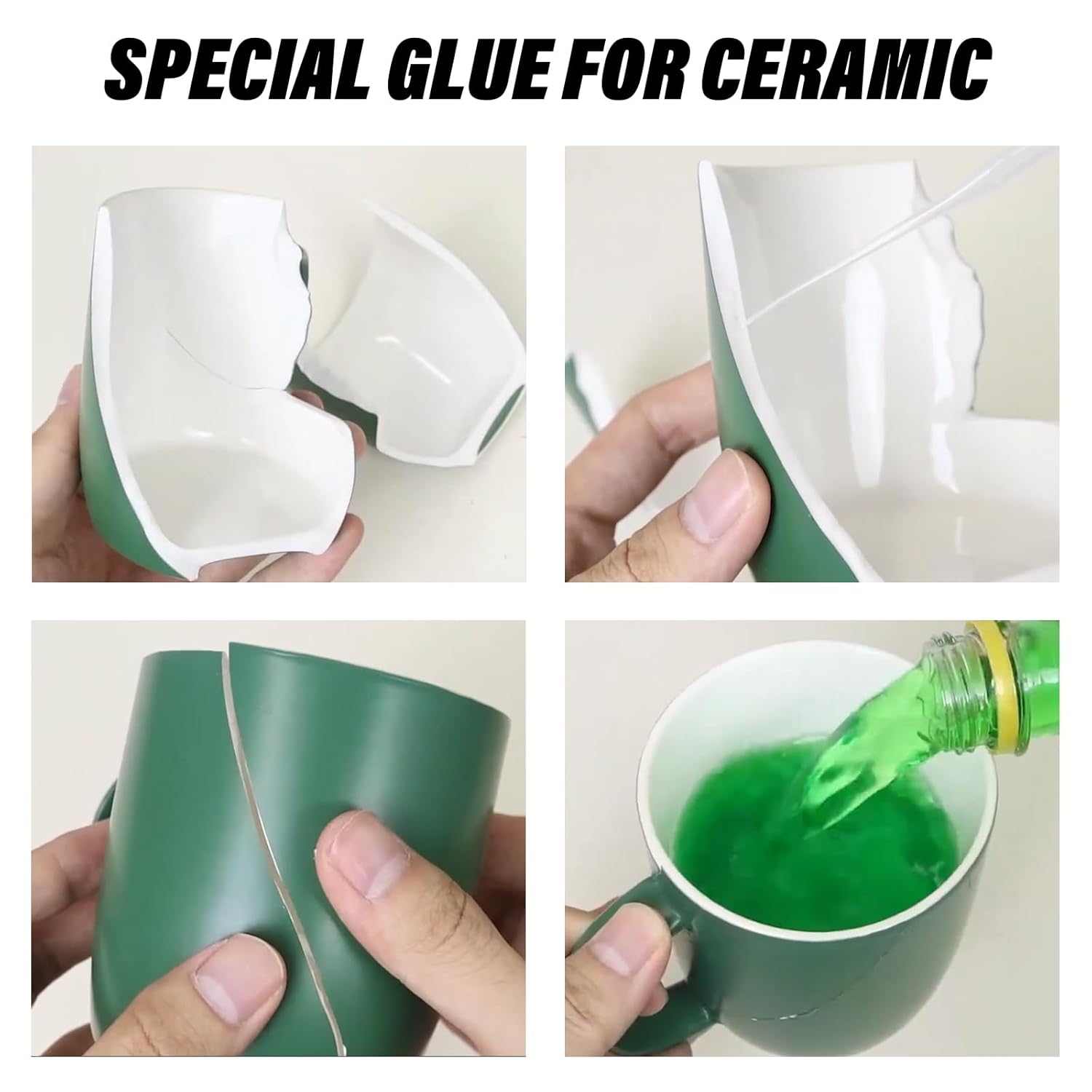 Ceramic Glue, Fast-Curing Ceramic Glue Repair for Porcelain, Super Glue for Ceramics with Anti-Clog Cap, Waterproof, Heat-Resistant, for Pottery, Dishes, Tiles, DIY Crafts, and More