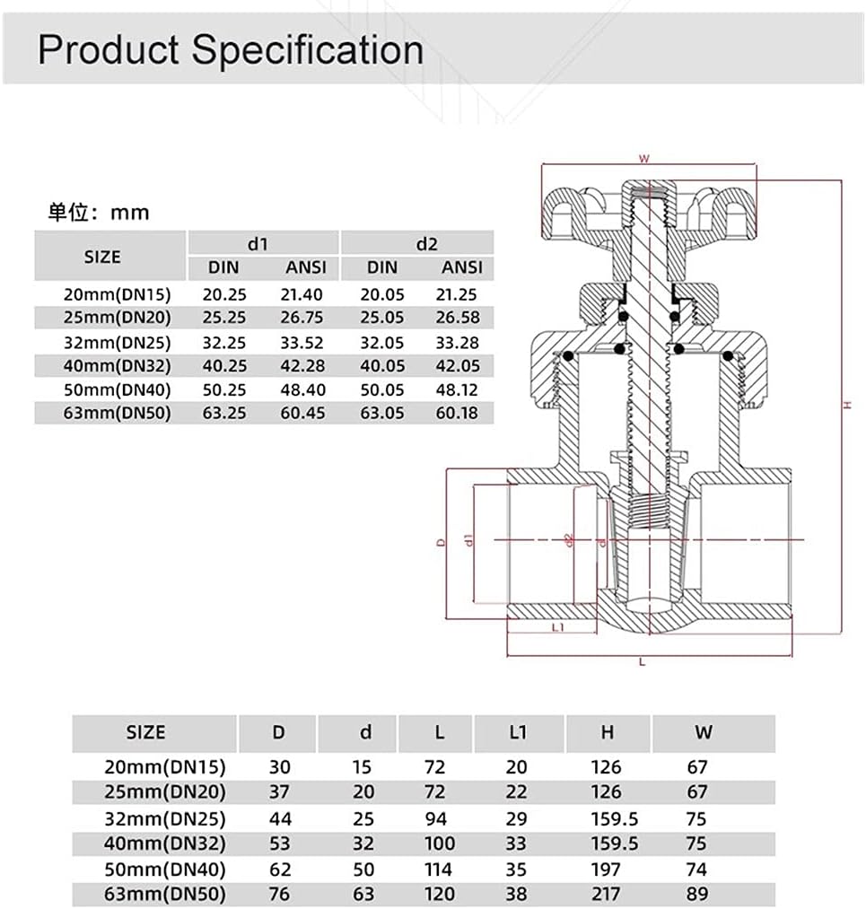 Isolation Valve, 1pcs 20/25/32/40mm Valve, UPVC Gate Valve Precision Flow Control PVC Sluice Valves Valve(White,20mm DN15)