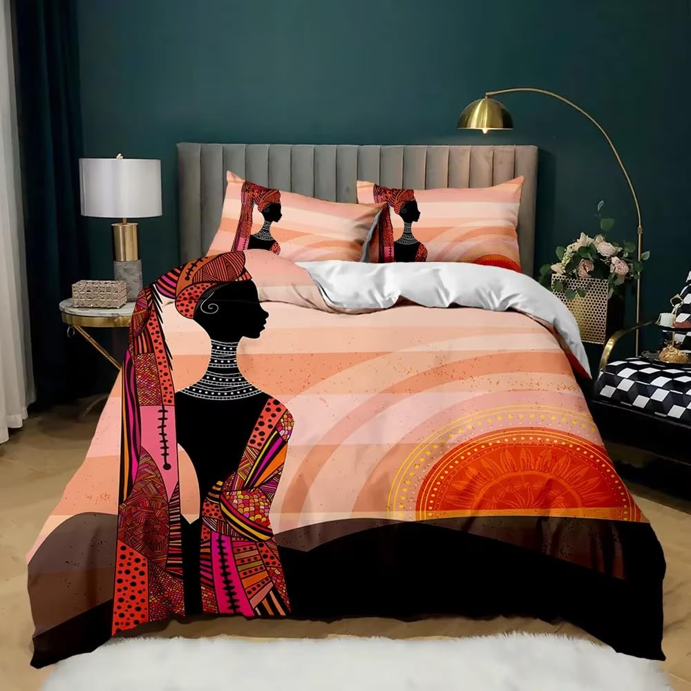 Housse de couette femme africaine ethnique en polyester 135x200 cm