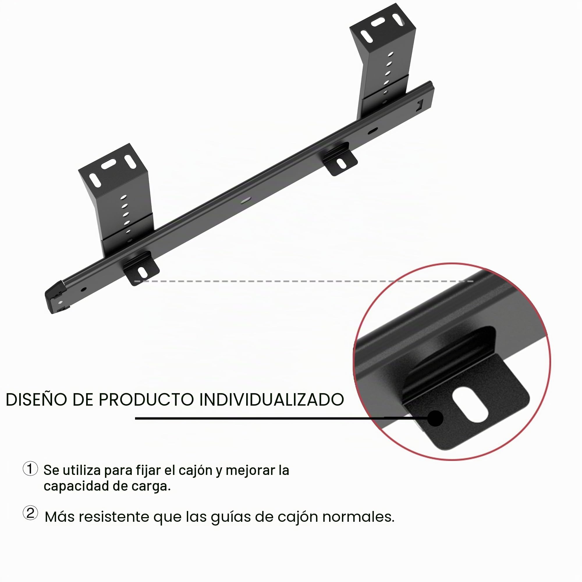 FRMSAET 305/355/405/455 mm Espesor Construcción de acero Teclado Cajón Deslizadores Bandejas Accesorios Gabinete Muebles Rieles de hardware (405 mm, Negro)