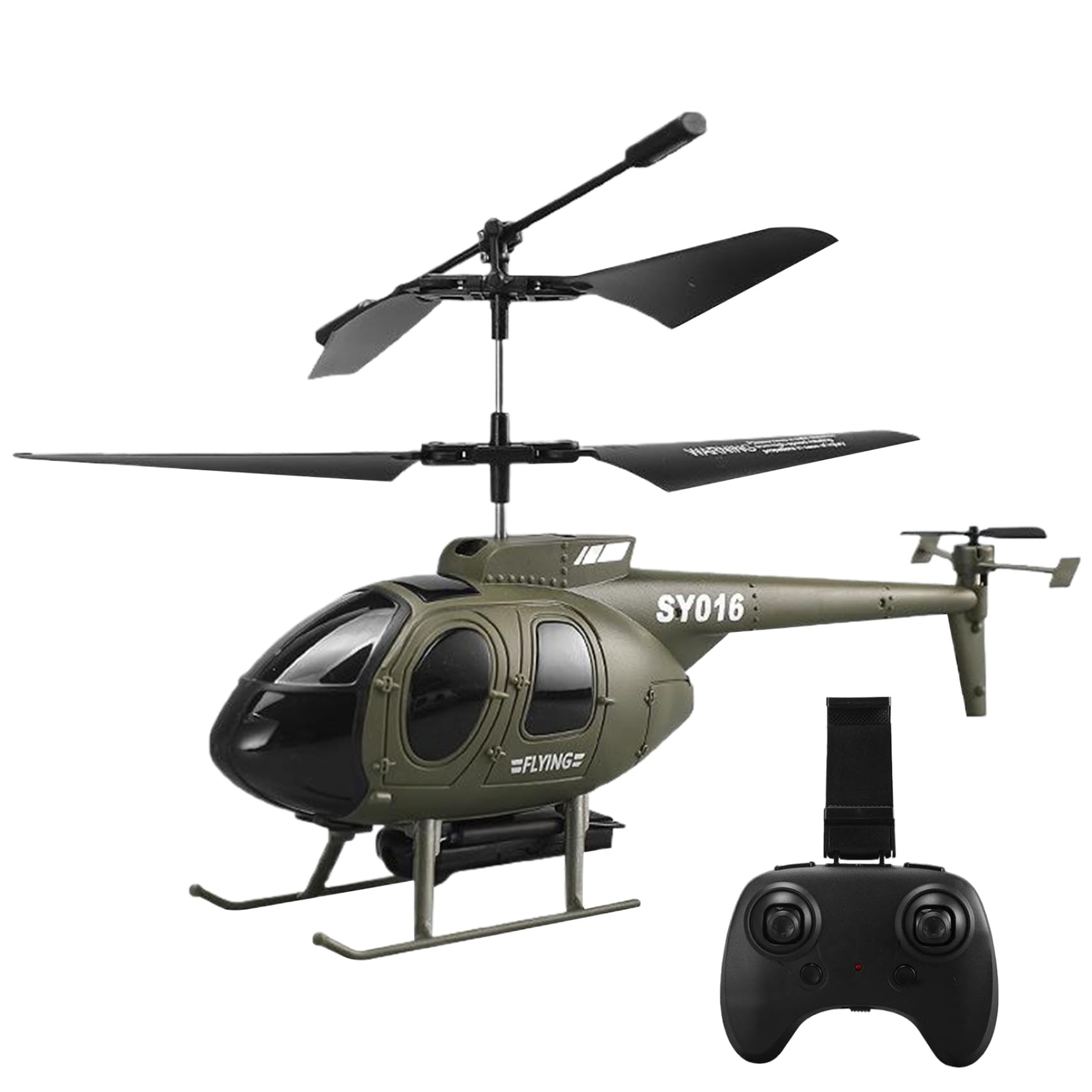 Elicottero RC, Elicottero telecomandato a 6 canali 2.4Ghz 350mAh con videocamera HD, 15 Minuti di Volo in Aereo RC ABS per Bambini Verde Militare