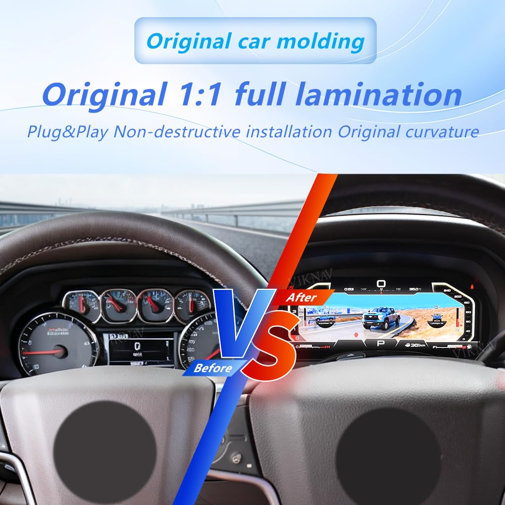 13 Inch New Upgrade Digital Gauge Cluster for GMC Sierra Chevrolet Silverado 1500 2014-2018 LCD Car Digital Speedometer Dashboard Panel Instrument Panel Virtual Cockpit (2014-2018 Model)