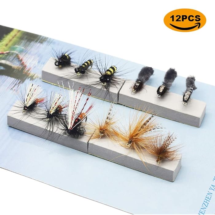 Mosche Trote Emerger 12 Pezzi 12 Mosche Artificiali Mercury Black Beauty Midge - Con Ami Mustad, Per Pesca A Mosca Della Trota Ami Mustad Per Trota - Foto 8