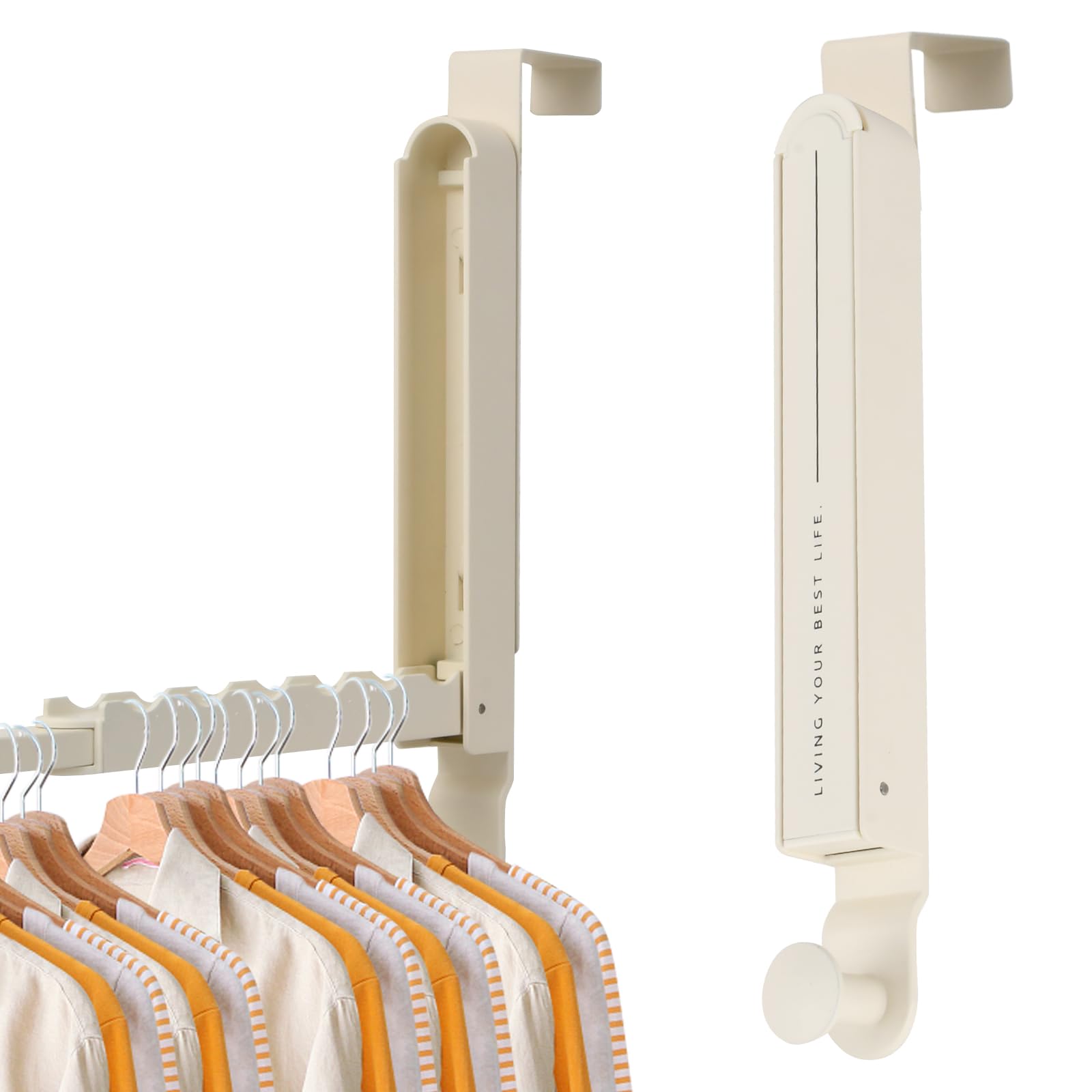 Gancio Pieghevole per Porta, Appendiabiti Pieghevole da Porta, Alluminio Color Crema, per Risparmiare più Spazio, per Appendere Vestiti