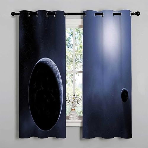 Miniatura 3 de Modern Curtains Universe Planet Doorway Curtain Rod Cortinas para Separar Cuartos 72Inch Width by 72Inch Length,2 Panels