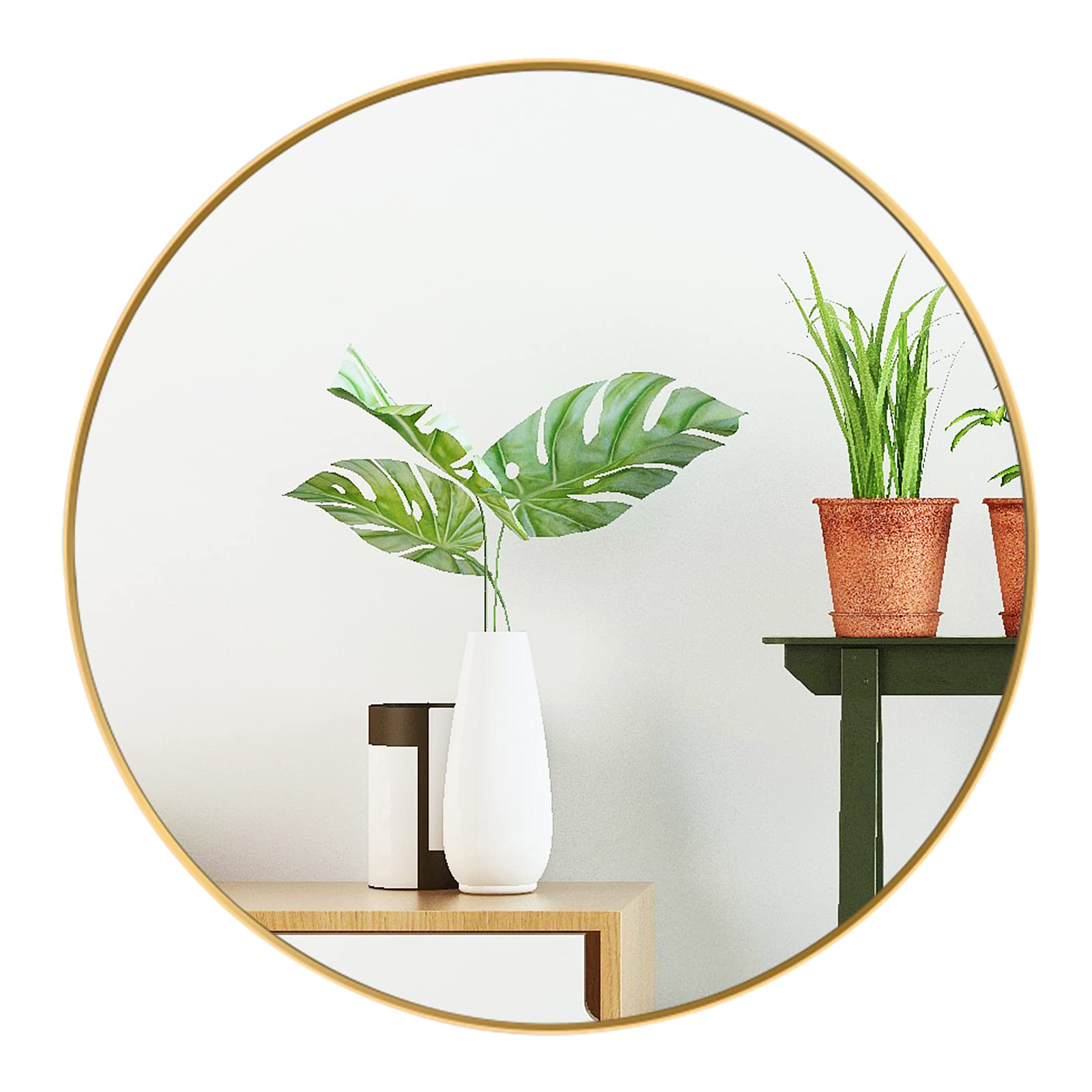 LOIGYUR Large Circle Mirror, 30 Inch Round Mirror for Wall - Gold Wall Mounted Mirror with Metal Frame for Bathroom, Living Room