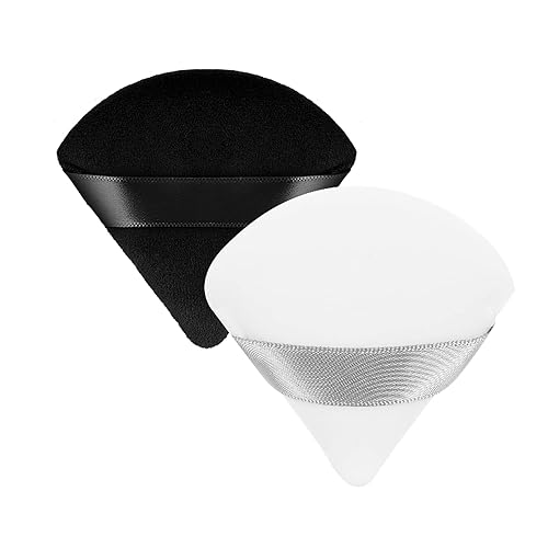 Molain 2 esponjas en polvo triangulares suaves para maquillaje esponjosas reutilizables con correa para polvo suelto base ojos esquinas maquillaje