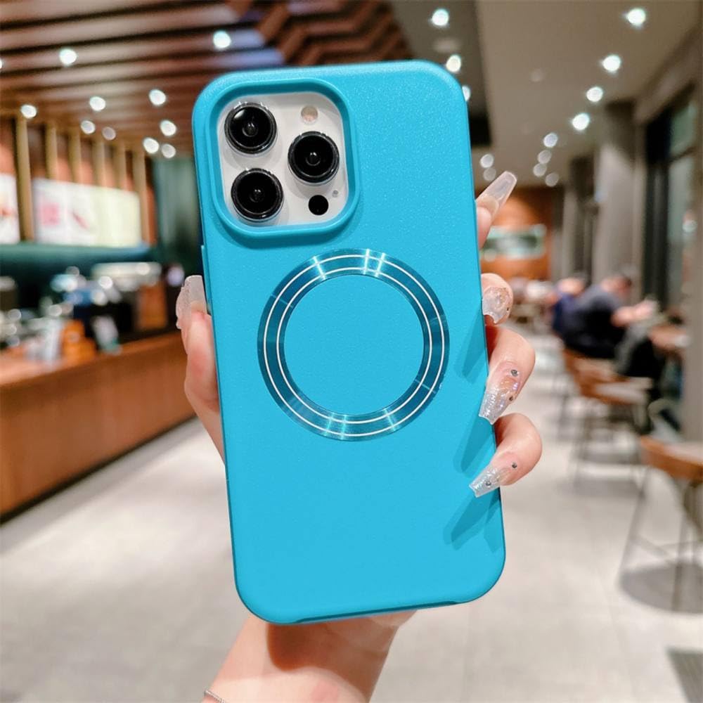 Coque iPhone 14 Antichoc Magnétique en Cuir Bleu de Luxe - 8