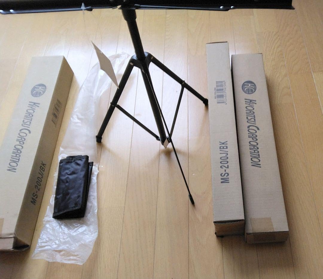 MS-200UBK 譜面台 ブラック 収納ケース付き、3台セット