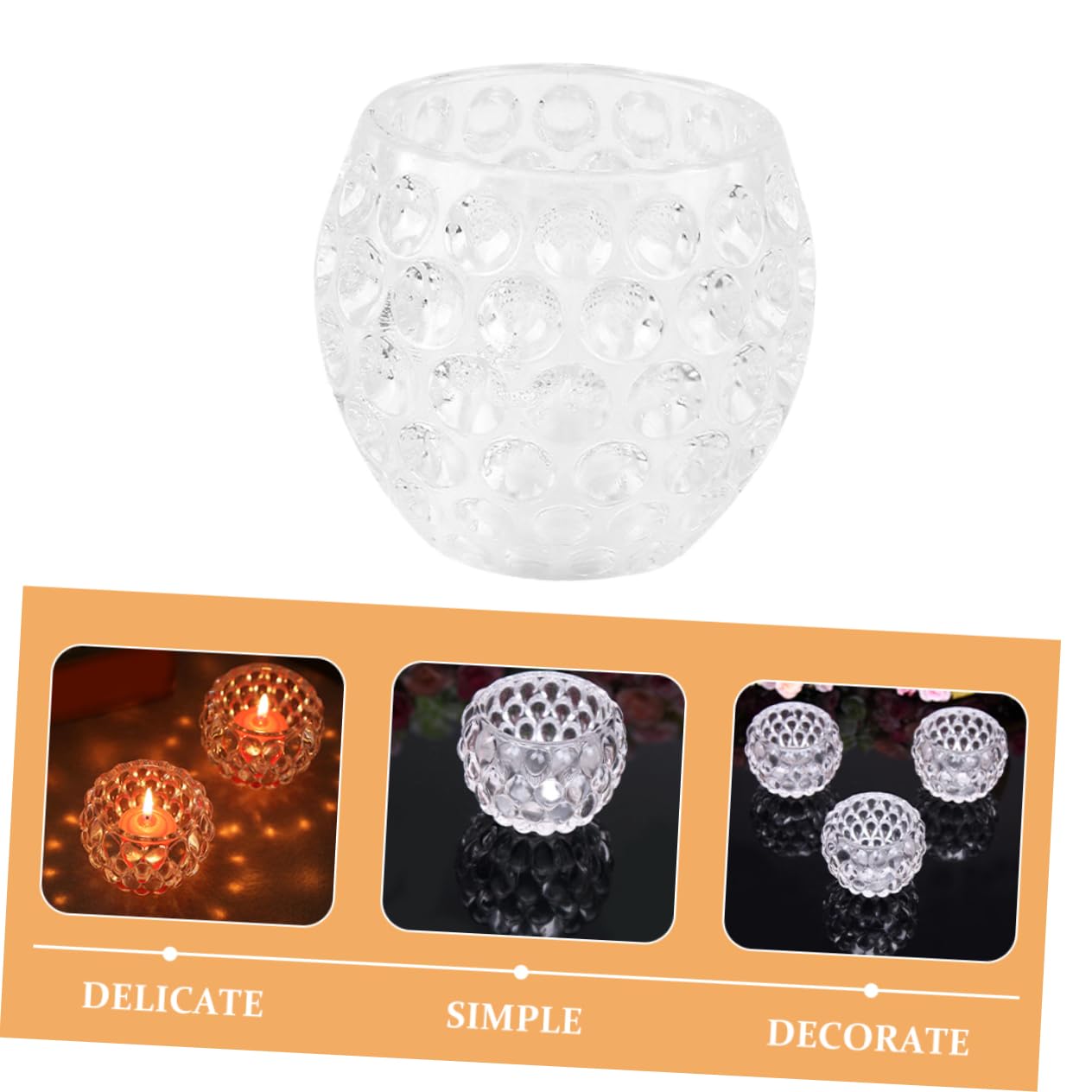 Mipcase 6 Portavelas de Cristal y Fáciles de Limpiar para Velas de Té, Decoración de Mesa Resistentes para Hogar y Fiestas