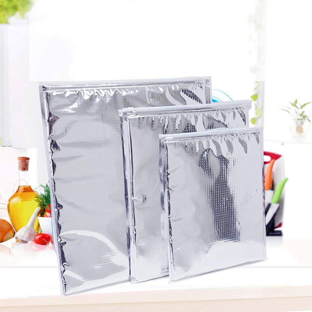 Dilwe 10 Stücke Isolierte Taschen, Wiederverwendbare Aluminium Picknick Hot Cold Pouch für Home Outdoor Picknick Wandern Camping(35 * 40cm)
