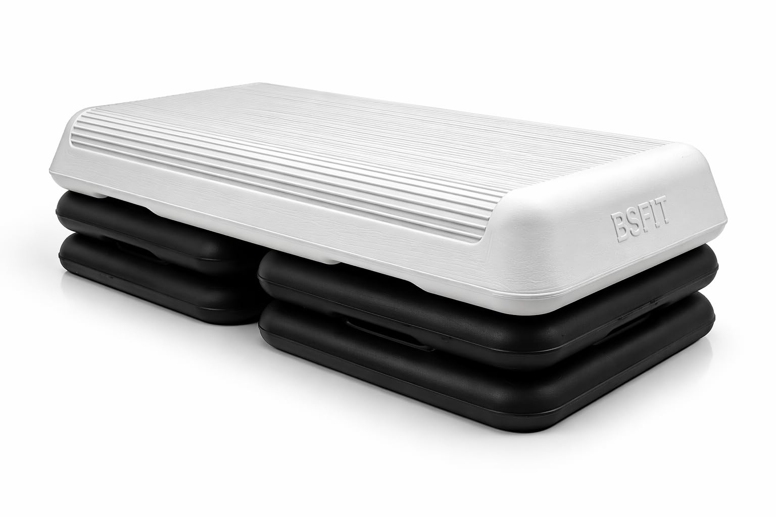Step Aerobic Profesional - Altura Ajustable 11cm/16cm/21cm - Plataforma de Fitness para Casa y Gimnasio - Fabricado en España - Superficie Antideslizante (Step Profesional + 4 Elevadores)