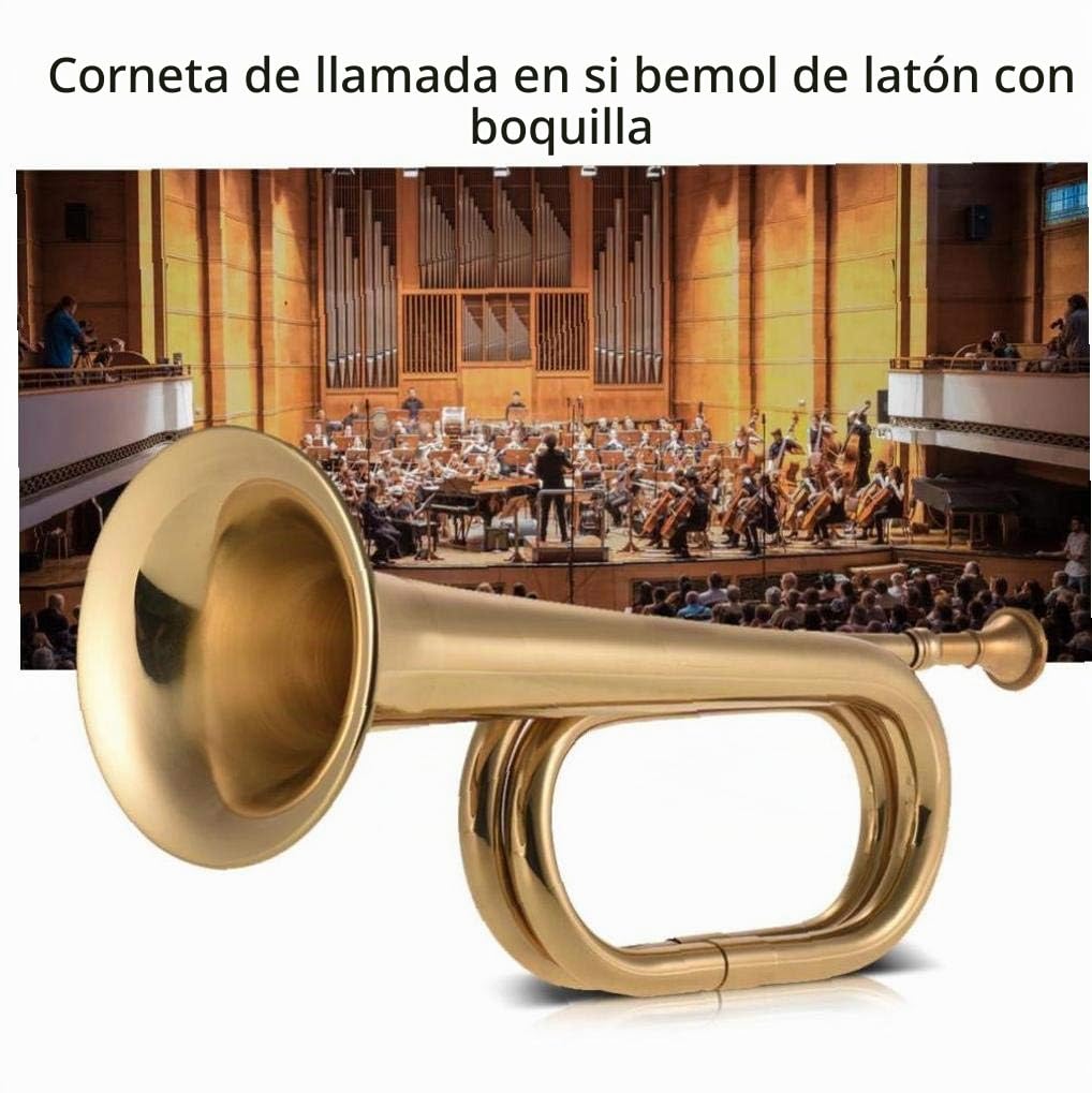 Bugle Call Trompeta De Caballería Cuerno Instrumento De Metal con Boquilla para La Banda De La Escuela