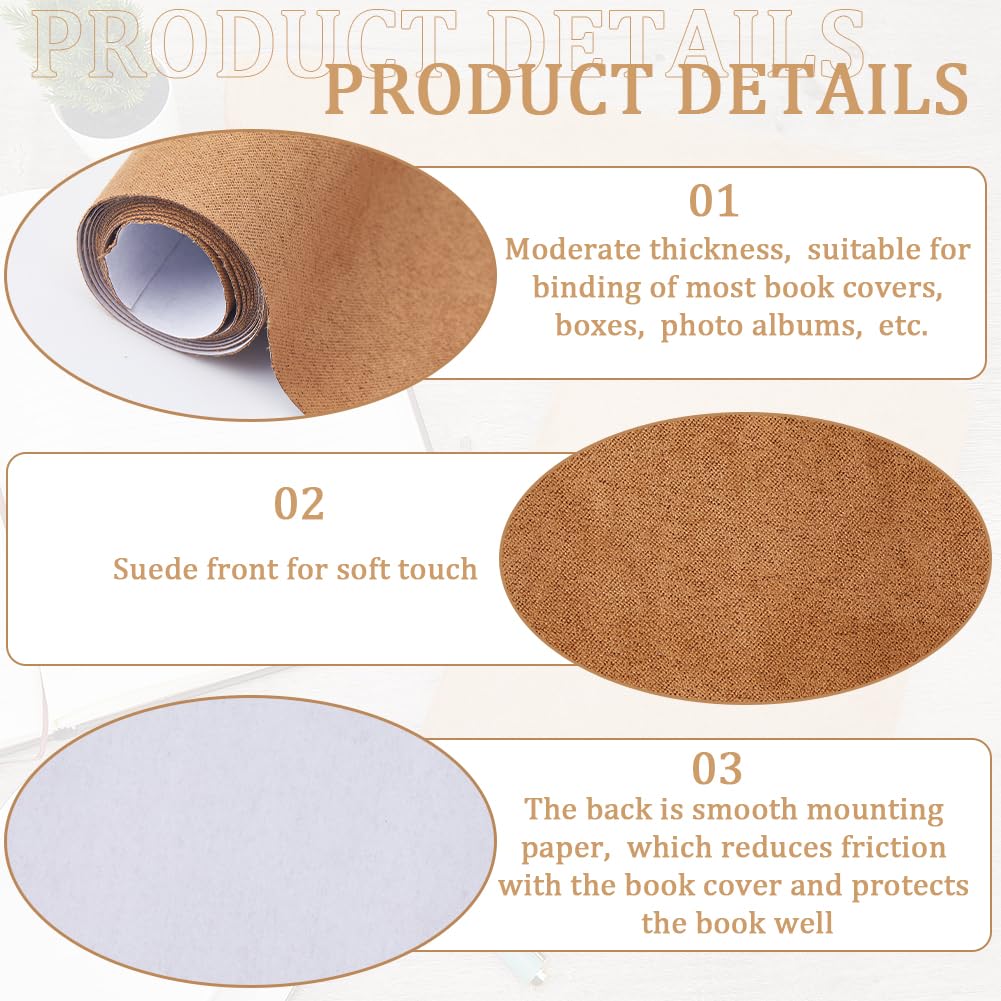 CRASPIRE 51 x 11.8 pollice Pelle Scamosciata Libro Panno per Rilegatura di Libri Copertina con Supporto In Carta Scrapbooking