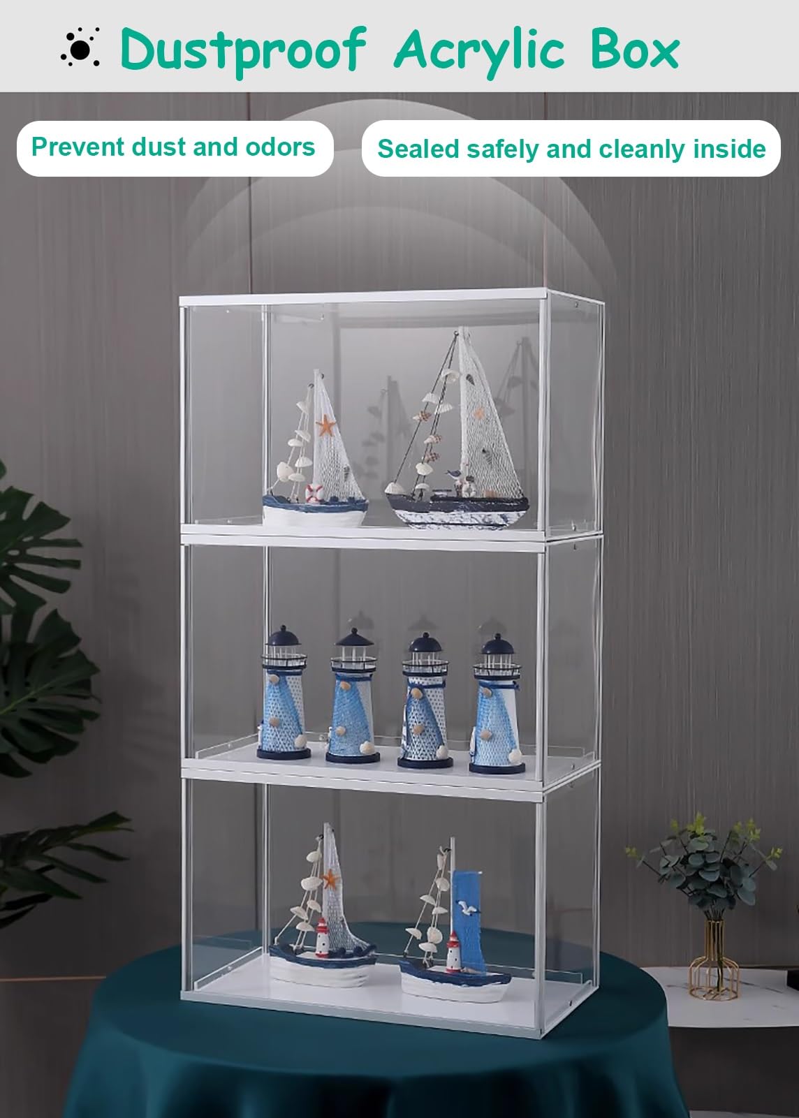 Vibeo Vitrine Acrylique avec Cadre en Aluminium et Porte Coulissante