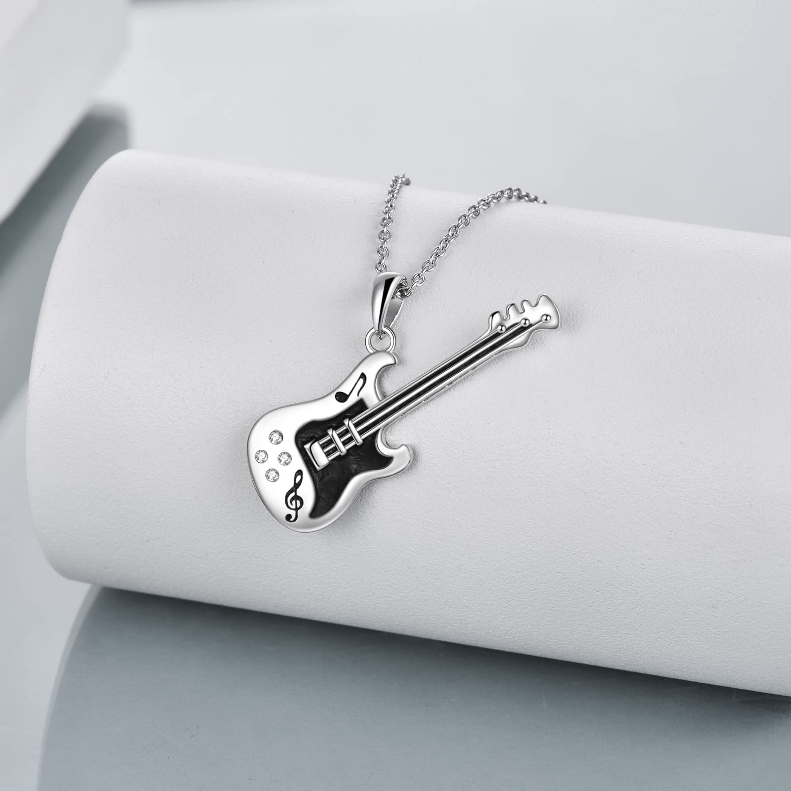 YFN Collar guitarra/urna plata de ley colgante música joyas regalo para hombre mujer