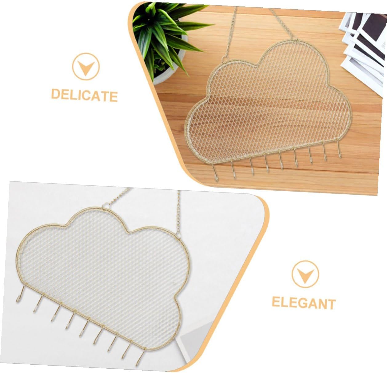 2pcs Wall Mounted Earring Holder Organizer Metal Grid Jewelry Display Rack with Hooks for Necklaces Bracelets, Hanging Earring Storage Stand for Women