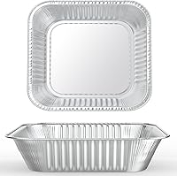 Vista 2 de WANBAO 30 piezas de moldes desechables de papel de aluminio para hornear, cuadrados de 8" X 8" X 2" pulgadas, preparación de comida para catering