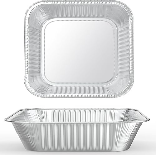 Vista 2 de WANBAO 30 piezas de moldes desechables de papel de aluminio para hornear, cuadrados de 8" X 8" X 2" pulgadas, preparación de comida para catering