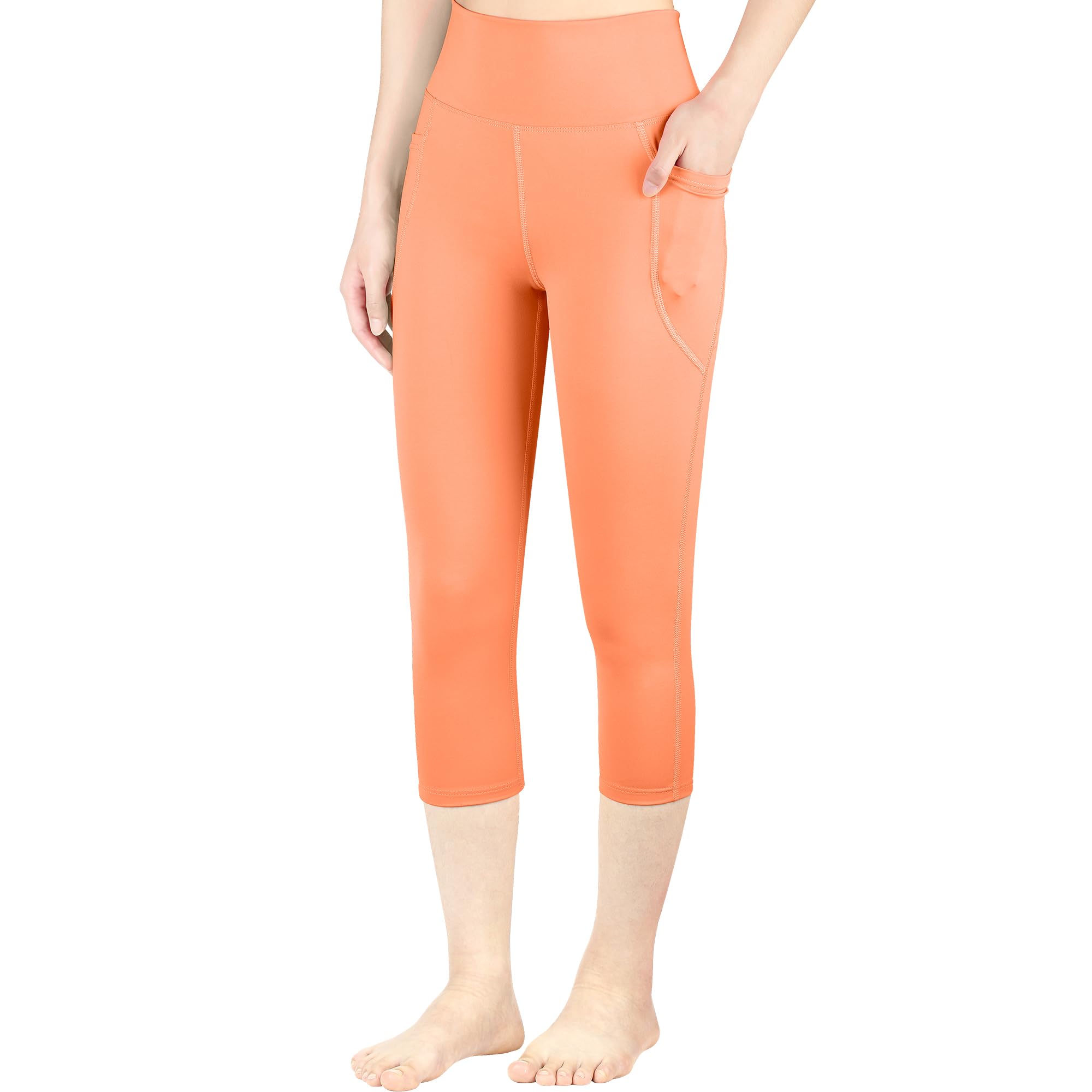 BIG ELEPHANT – Paquete de 3 Leggings Capri para Niñas con Bolsillos – Pantalones de Cintura Alta para Yoga y Deportes, Ideales para Correr, Danza y Entrenamiento