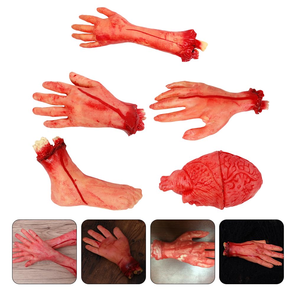 GANAZONO 5Pcs Decorazione di Halloween del Corpo Mozzata Parti del Corpo Sanguinante Morto Halloween Oggetti di Scena Difficili Parti Umane Prop Trucco