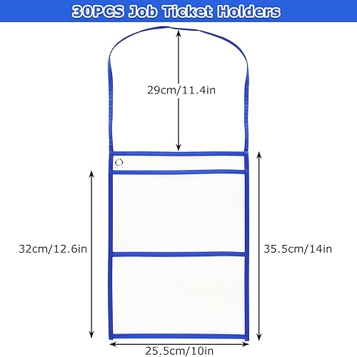 Miniatura 2 de 30 soportes para boletos de trabajo de 10 x 14 pulgadas con correa para colgar, soporte transparente para boletos de trabajo en ambos lados con 2