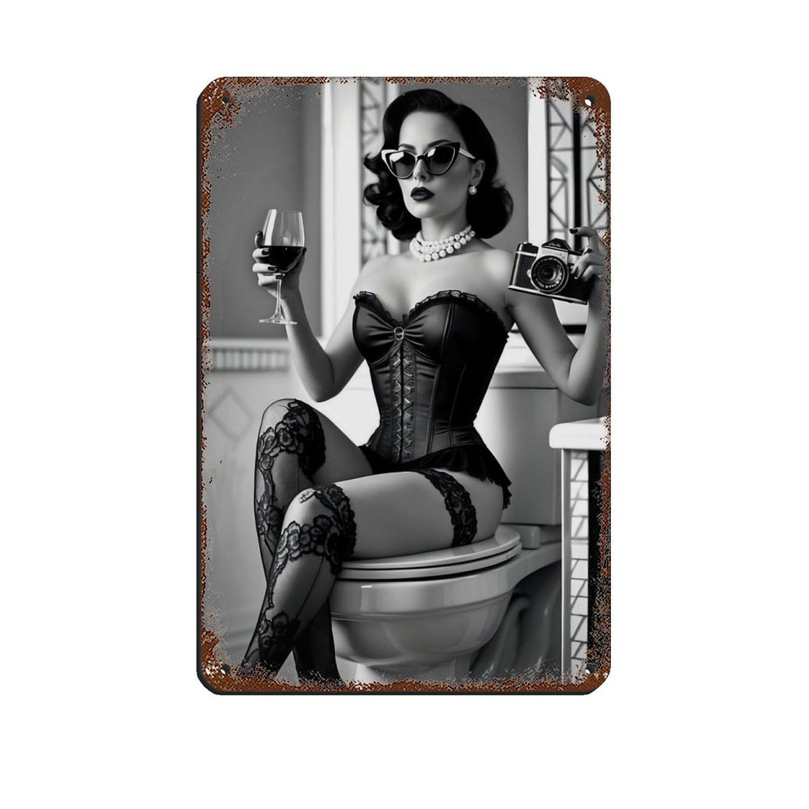 Vintage Glamour Woman Elegant Boudoir Retro Poster Metal Tin Sign Chic Art Retro Iron Painting Bar People Cave Cafe Family Garage Poster Wall Decoration 8x12inch(20x30cm)