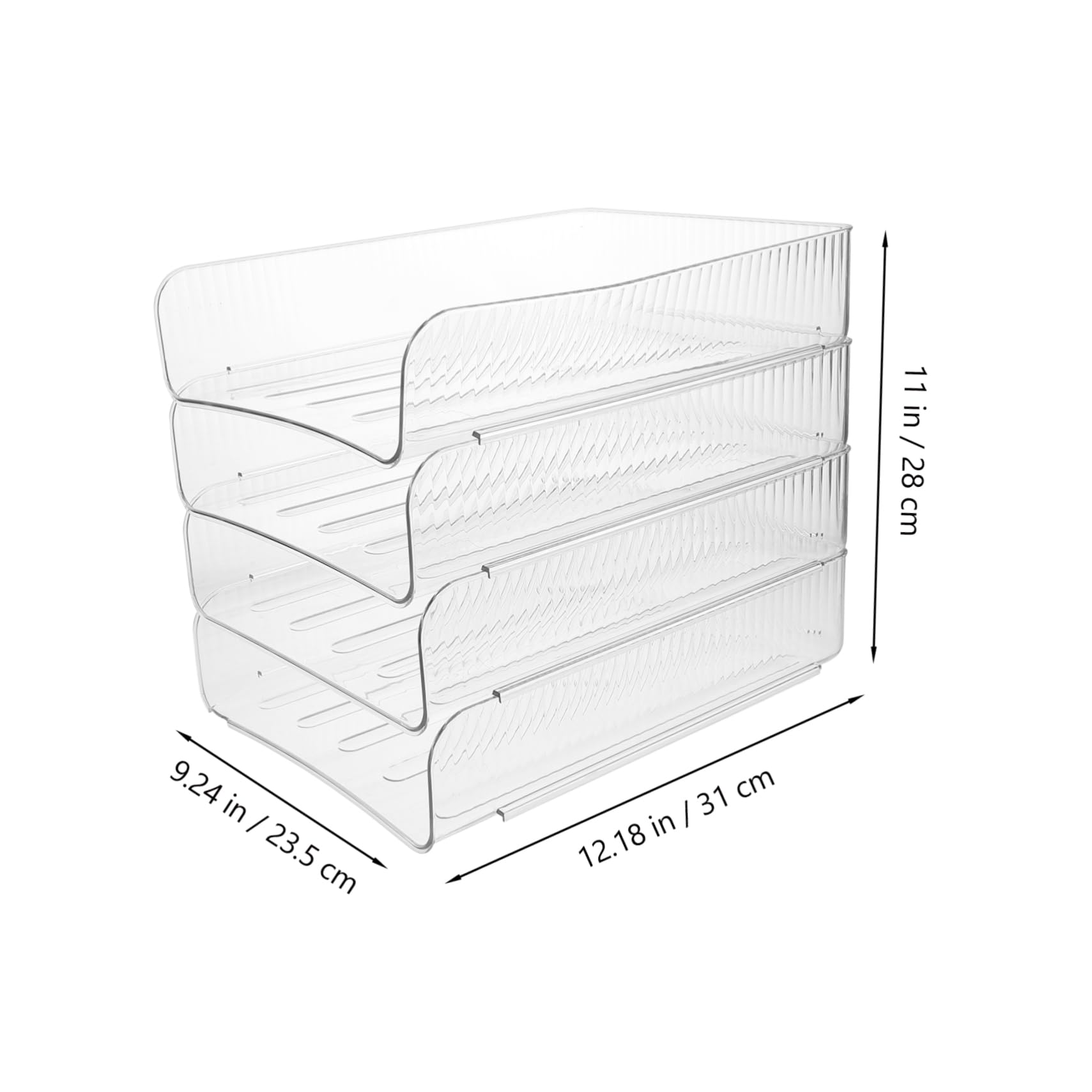 HAPINARY 4pcs Clear File Storage Tray Stackable Desk Organizer for Documents Papers and Books Design for Home Office School Use Open Top for Easy Access