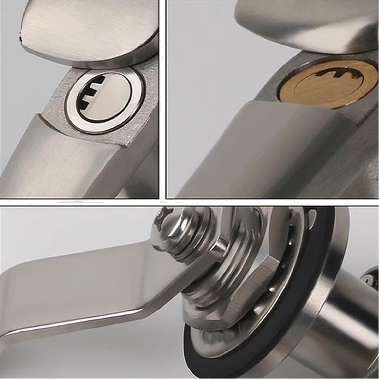 MS308 Cabinet Door Handle Lock Zinc Alloy Stainless Steel with 2 Keys 1Pcs(A MS308-3 SS SS)