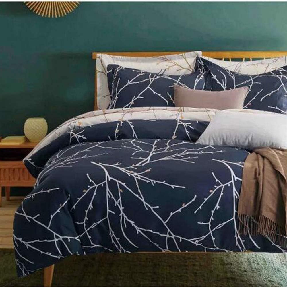 Tree Branch Bedding Branches and Plum Blue Printed Pattern Quvet Cover Double 3 Pieces Bedspread Cover Reversible Ultra Soft Girls Comforter Cover for Women Decorative Bedclothes Zipper - Image 5