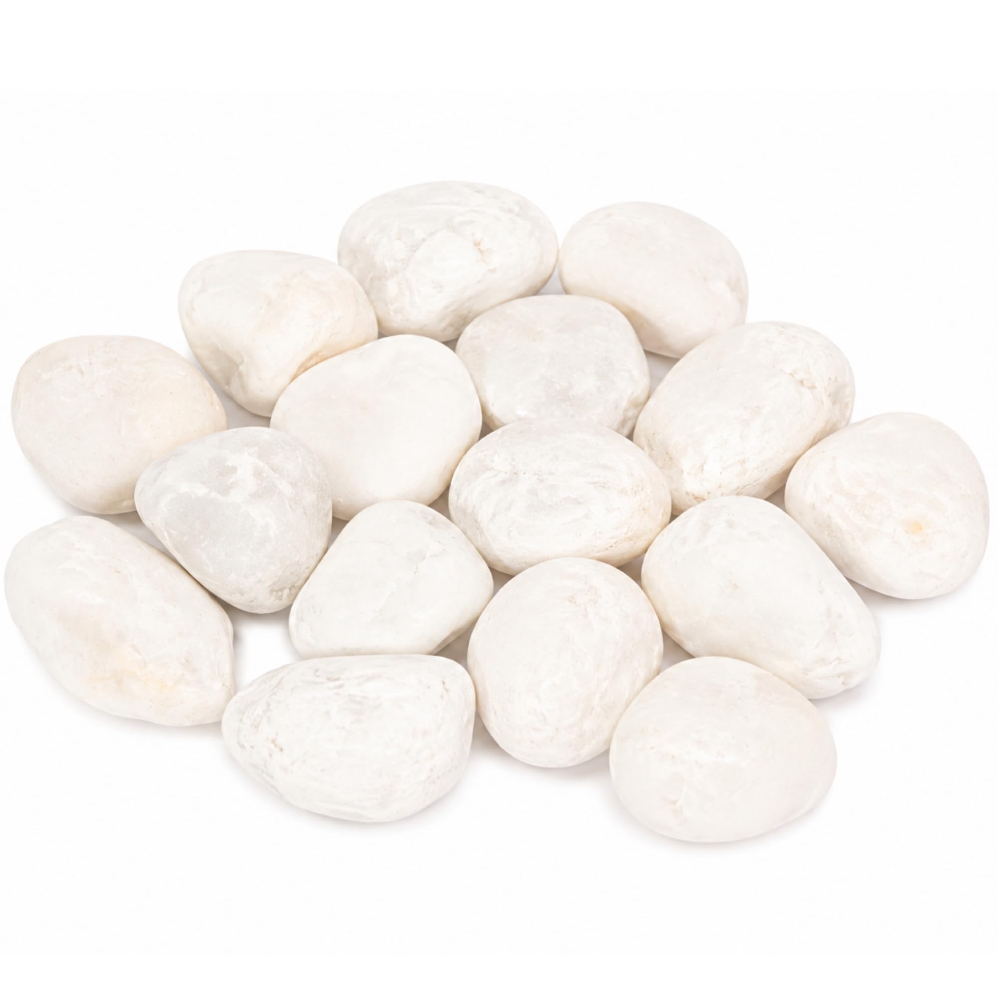 White Polished Pebbles, Decorative Stones for Plant Pots, Vases & Indoor Plants, Smooth White Garden Pebbles for Home Décor, Water Features, Landscaping, Weddings & Zen Gardens – approx 15 - 3cm - 5cm